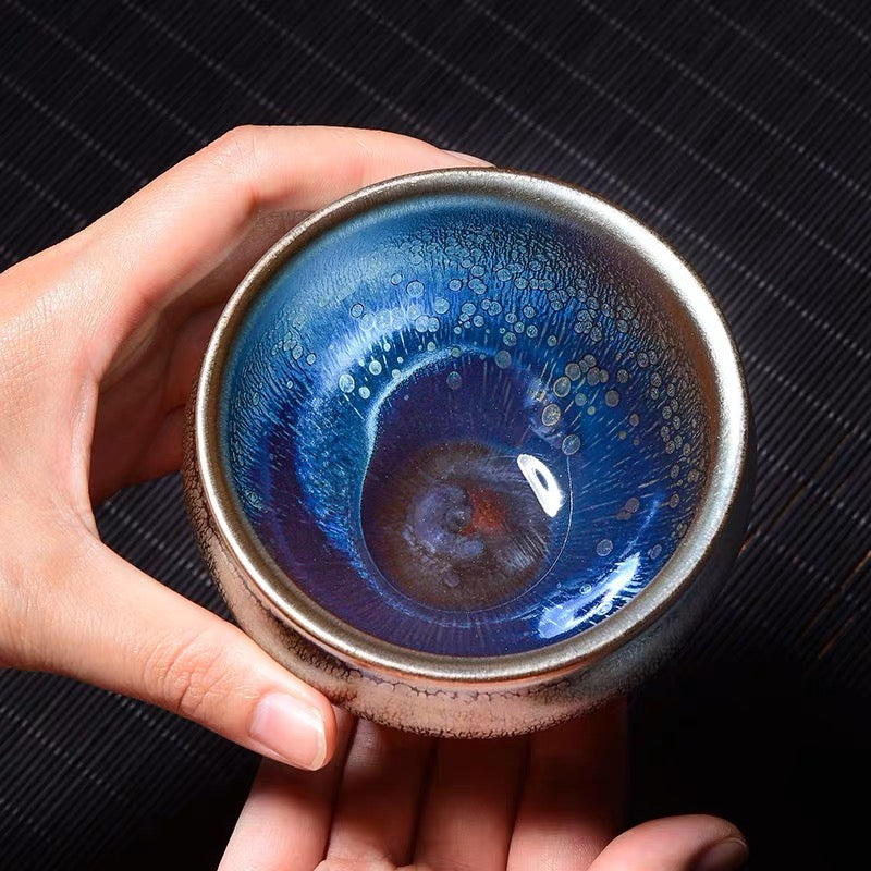 將軍杯手握杯藍底滴磨砂大肚方可容天下Scrubs texture pot-bellied cup hand-held cup