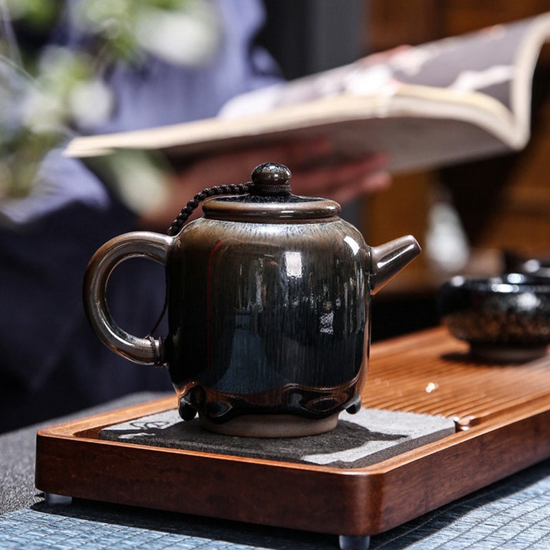 兔毫建盞壺西施壺美人肩壺巨輪壺Build a lamp pot, Xi Shi pot, beauty shoulder pot iron tire iron glaze pot teapot
