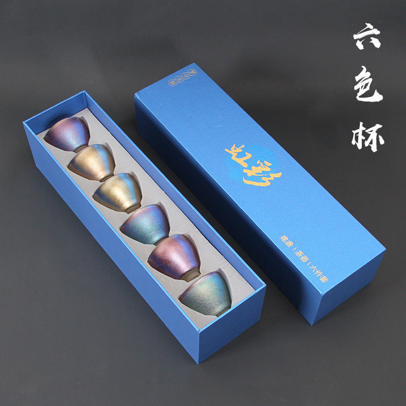 七彩金沙六色杯品茗杯茶杯茶盞金色杯藍色杯綠色杯紫色杯彩色杯
