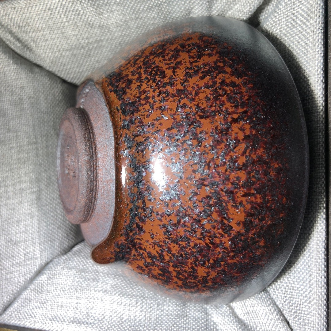 建盏主人杯 纯正柴烧 铁锈银霜平口精品